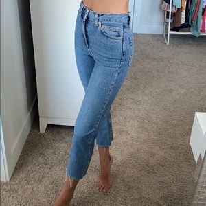 Topshop Moto Cropped Straight Leg Jeans
